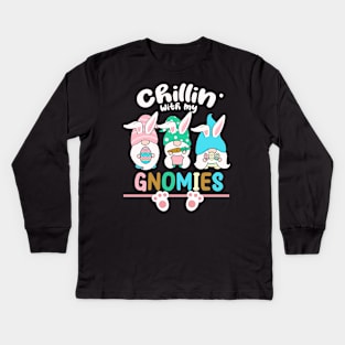 CHILLING WITH MY GNOMIES Kids Long Sleeve T-Shirt